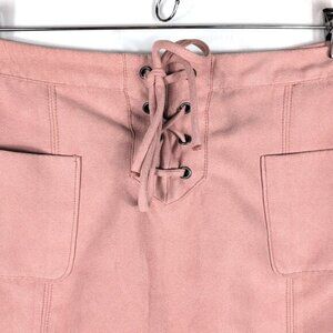 Hollister Faux Suede Mini Skirt Women’s XS Brown Lace Up Boho Y2K Festival